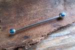 White Fire Opal Surgical Steel 316L Barbell Industrial 14G (1.6mm) Piercing 35mm