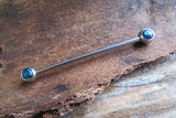 White Fire Opal Surgical Steel 316L Barbell Industrial 14G (1.6mm) Piercing 35mm