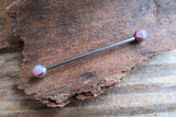 White Fire Opal Surgical Steel 316L Barbell Industrial 14G (1.6mm) Piercing 35mm
