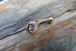 Circle Gold Ion Plated Zirconia Belly Ring 14g (1.6mm) Piercing