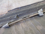 Crystal Arrow Silver Surgical Steel 316L Barbell Industrial Small Balls 14G (1.6mm) Piercing