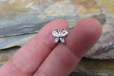 Gold Butterfly Clear Crystal Gem Cartilage Tragus Barbell 16G (1.2mm) Piercing
