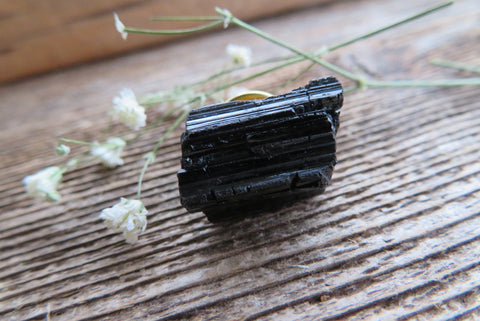 Raw Black Tourmaline Tie Tack