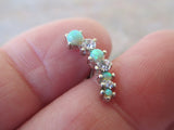 Green Opal Made with Swarovski Crystals 100% Surgical Steel Cartilage Barbell 16G (1.2mm) Piercing