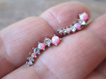 Pink Opal Made with Swarovski Crystals 100% Surgical Steel Cartilage Barbell 16G (1.2mm) Piercing