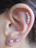 Pink Opal Made with Swarovski Crystals 100% Surgical Steel Cartilage Barbell 16G (1.2mm) Piercing
