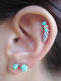 Green Opal Made with Swarovski Crystals 100% Surgical Steel Cartilage Barbell 16G (1.2mm) Piercing
