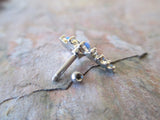 Blue Opal Made with Swarovski Crystals 100% Surgical Steel Cartilage Barbell 16G (1.2mm) Piercing