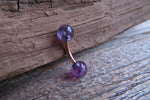 Custom Lengths Rose Gold Ion Plated Amethyst Natural Stone Belly Ring VCH Ring 14g (1.6mm) Piercing