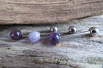 Amethyst Titanium Ti6Al4V ELI Implant Grade 5mm Natural Stone Barbell Tongue Ring 14g (1.6mm) Piercing