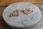 Rose Gold Ion Plated Chunky Heart Gems 14G or 16G Nipple Shields Pair