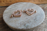 Rose Gold Ion Plated Chunky Heart Gems 14G or 16G Nipple Shields Pair