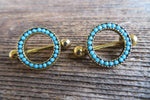 Gold Plated Faux Turquoise 14G Nipple Shields Pair