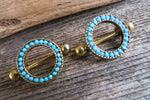 Gold Plated Faux Turquoise 14G Nipple Shields Pair