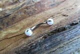 14G Custom Lengths White Fire Opal Pronged Belly Ring VCH Ring 100% Surgical Steel 14g (1.6mm) Piercing