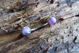 14G Custom Lengths White Fire Opal Pronged Belly Ring VCH Ring 100% Surgical Steel 14g (1.6mm) Piercing