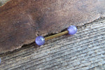 Gold IP Amethyst Minimalist 5mm Natural Stone Barbell Nipple Ring Tongue Ring 14g (1.6mm) Piercing