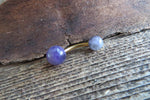 Amethyst Natural Stone Belly Ring 14G (1.6mm) VCH Piercing 5mm & 8mm Balls 8mm 10mm 11mm 12mm Lengths