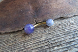 Amethyst Natural Stone Belly Ring 14G (1.6mm) VCH Piercing 5mm & 8mm Balls 8mm 10mm 11mm 12mm Lengths