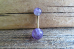 Gold Turquoise Howlite Natural Stone Belly Ring 14G (1.6mm) VCH Piercing 8mm 10mm 11mm 12mm Lengths