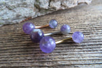 Amethyst Natural Stone Belly Ring 14G (1.6mm) VCH Piercing 5mm & 8mm Balls 8mm 10mm 11mm 12mm Lengths