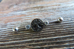 Silver Tree of Life Made with Clear Swarovski Crystals Surgical Steel 316L Barbell Industrial 14G (1.6mm) Piercing 32mm 35mm 38mm