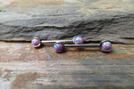 14G Purple 4mm Opal Pronged Surgical Steel Internally Threaded Nipple Barbell Cartilage 14G (1.6mm) Piercing