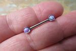14G Purple 4mm Opal Pronged Surgical Steel Internally Threaded Nipple Barbell Cartilage 14G (1.6mm) Piercing