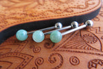 Green Aventurine Titanium Ti6Al4V ELI Implant Grade Natural Stone Barbell Tongue Ring 14g (1.6mm) Piercing