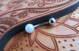 Custom Lengths Petite Rose Quartz Natural Stone Belly Ring 14g (1.6mm) Piercing