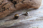 Custom Lengths Petite Tiger Eye Natural Stone Belly Ring 14g (1.6mm) VCH Piercing