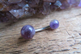 Custom Lengths Black Obsidian Natural Stone Belly Ring 14g (1.6mm) VCH Piercing 6mm & 8mm Balls