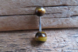 Custom Lengths Tiger Eye Natural Stone Belly Ring 14G (1.6mm) VCH Piercing 8mm 10mm 12mm