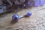 Amethyst Natural Stone Belly Ring 14G (1.6mm) VCH Piercing 5mm & 8mm Balls 8mm 10mm 11mm 12mm Lengths