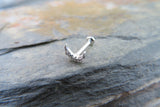 Rose Gold Crescent Moon Clear Crystal Gem Cartilage Tragus Flatback Barbell 16G (1.2mm) Piercing 6mm 8mm