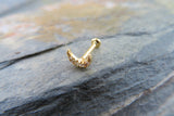 Gold Crescent Moon Clear Crystal Gem Cartilage Tragus Flatback Barbell 16G (1.2mm) Piercing 6mm 8mm