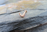 Rose Gold Crescent Moon Clear Crystal Gem Cartilage Tragus Flatback Barbell 16G (1.2mm) Piercing 6mm 8mm