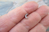 Rose Gold Crescent Moon Clear Crystal Gem Cartilage Tragus Flatback Barbell 16G (1.2mm) Piercing 6mm 8mm