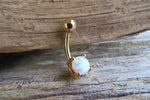 Rose Gold Ion Plated Fire Opal Belly Ring 14g (1.6mm) Piercing VCH