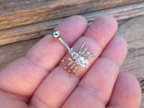 Petite Black Crystal Spider Belly Ring 14g (1.6mm) Piercing