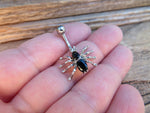 Petite Black Crystal Spider Belly Ring 14g (1.6mm) Piercing