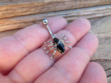 Petite Black Crystal Spider Belly Ring 14g (1.6mm) Piercing