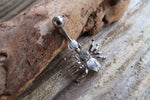 Petite Black Crystal Spider Belly Ring 14g (1.6mm) Piercing