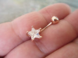 Gold Ion Plated Star Zirconia Belly Ring 14g (1.6mm) Piercing