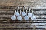 Rose Quartz Natural Stone Cartilage Labret Monroe Tragus Flatback Surgical Steel Barbell Piercing 16G (1.2mm) 6mm 8mm 10mm