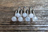 Rose Quartz Natural Stone Cartilage Labret Monroe Tragus Flatback Surgical Steel Barbell Piercing 16G (1.2mm) 6mm 8mm 10mm