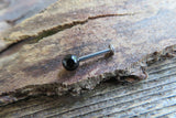 Gold IP Black Obsidian Natural Stone Cartilage Labret Monroe Tragus Flatback Surgical Steel Barbell Piercing 16G (1.2mm) 6mm 8mm 10mm