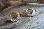 Gold Ion Plated Clear Gems 14G or 16G Nipple Shields Pair
