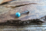 Turquoise Howlite Natural Stone Cartilage Labret Monroe Tragus Flatback Surgical Steel Barbell Piercing 16G (1.2mm) 6mm 8mm 10mm