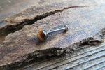 Tiger Eye Natural Stone Cartilage Labret Monroe Tragus Flatback Surgical Steel Barbell Piercing 16G (1.2mm) 6mm 8mm 10mm